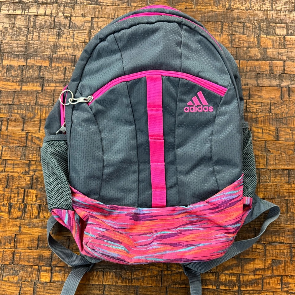 Adidas Charcoal and Pink Backpack